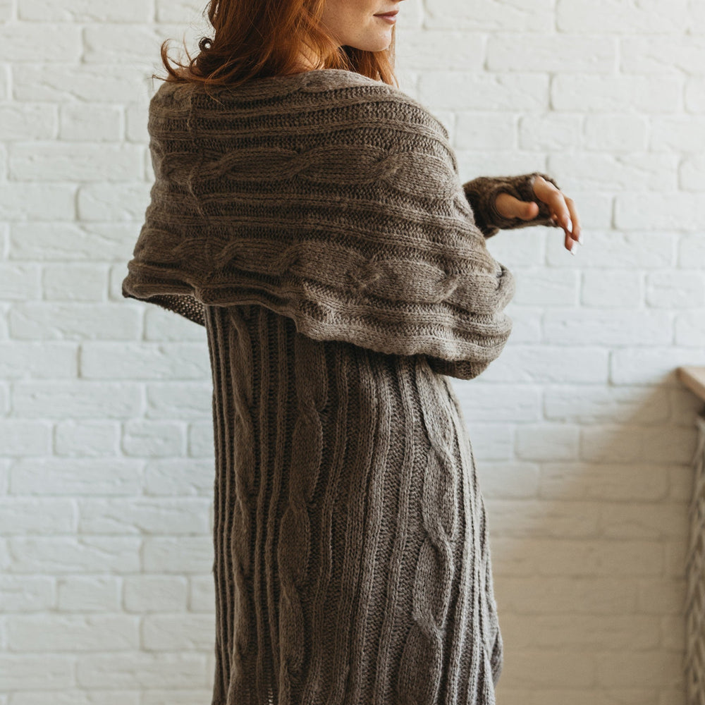 
                      
                        Asymmetrical Knit Cardigan with Draped Front
                      
                    