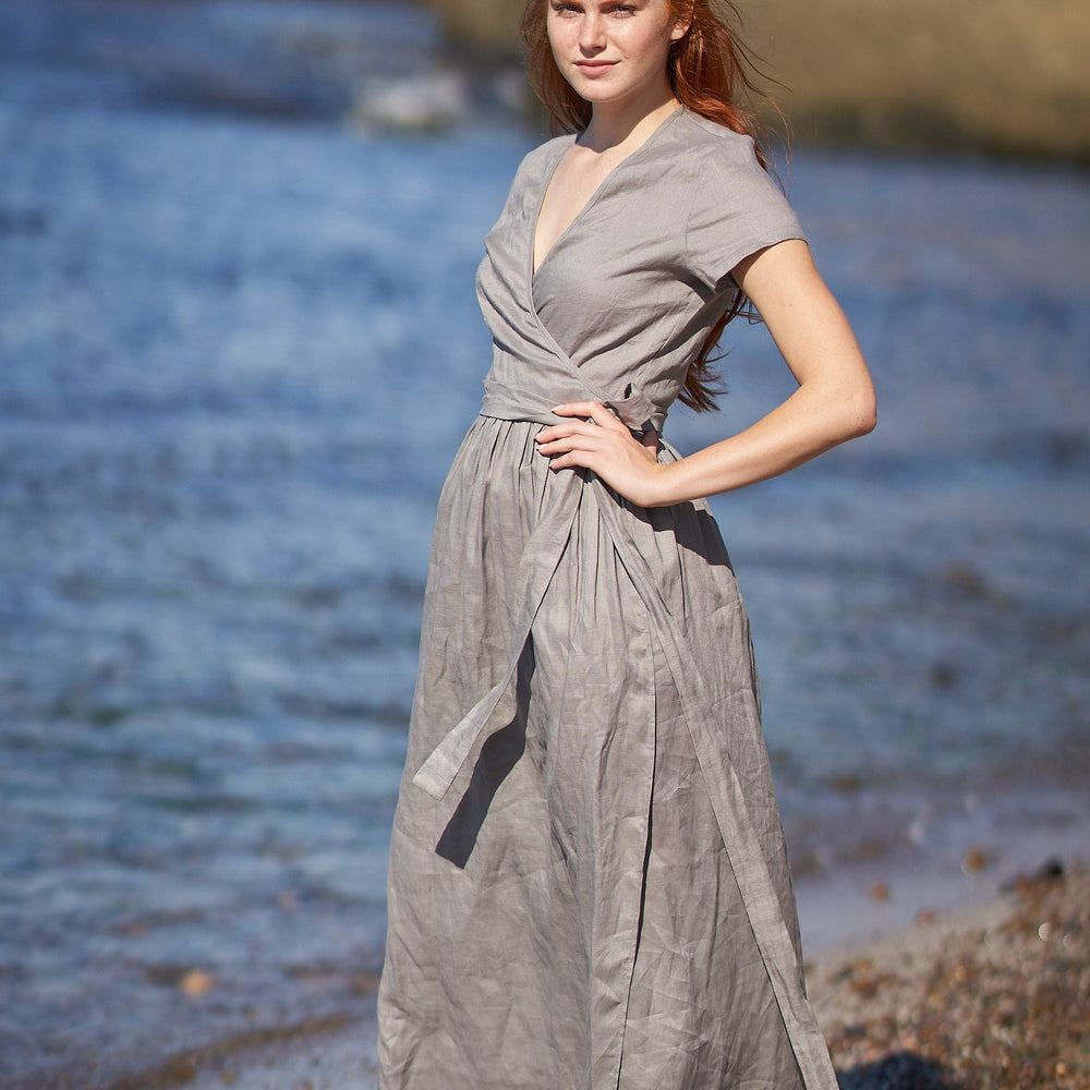 
                      
                        Linen Wrap Maxi Dress, VisibleArtShop
                      
                    