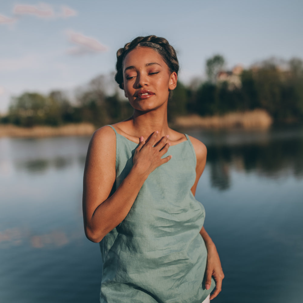 
                      
                        Straight Neck Linen Top
                      
                    