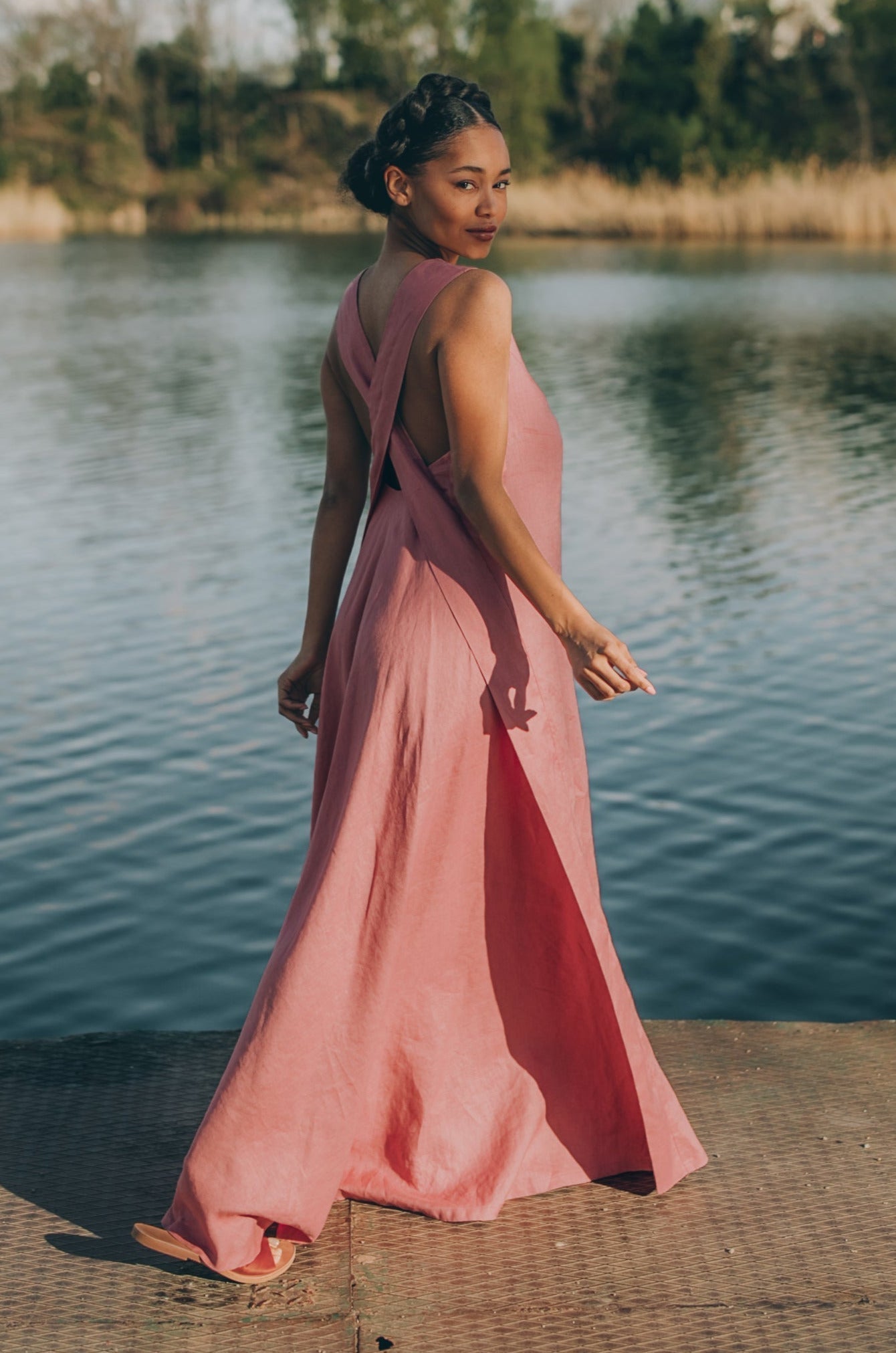 Cross-Back Linen Maxi Dress - Summer Linen Maxi Dress - Open Back Maxi Dress Women - Sleeveless Summer Maxi Dress - Plus Size Linen Clothes, 2XL / Cross-Back Linen Maxi Dress - Summer Linen Maxi Dress - Open Back Maxi Dress Women - Sleeveless Summer Maxi Dress - Plus Size Linen Clothes, 2XL /