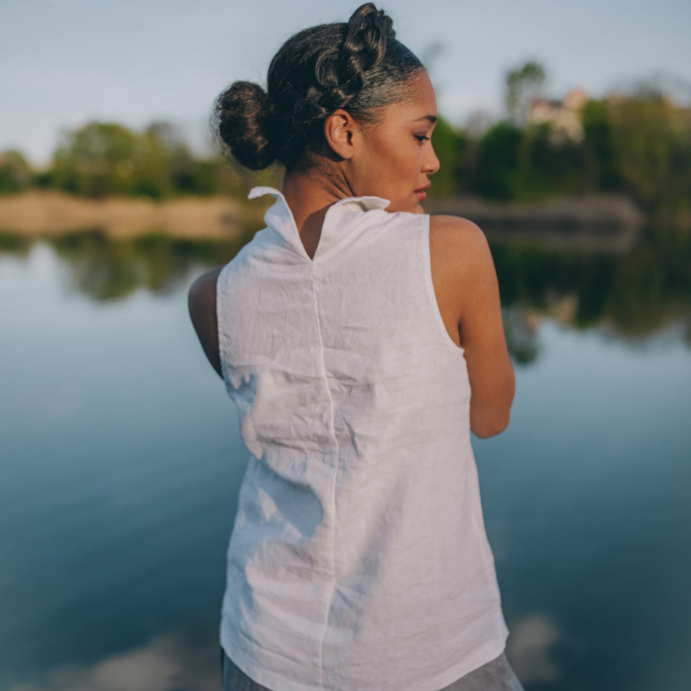 
                      
                        Cowl Neck Linen Sleeveless Top
                      
                    