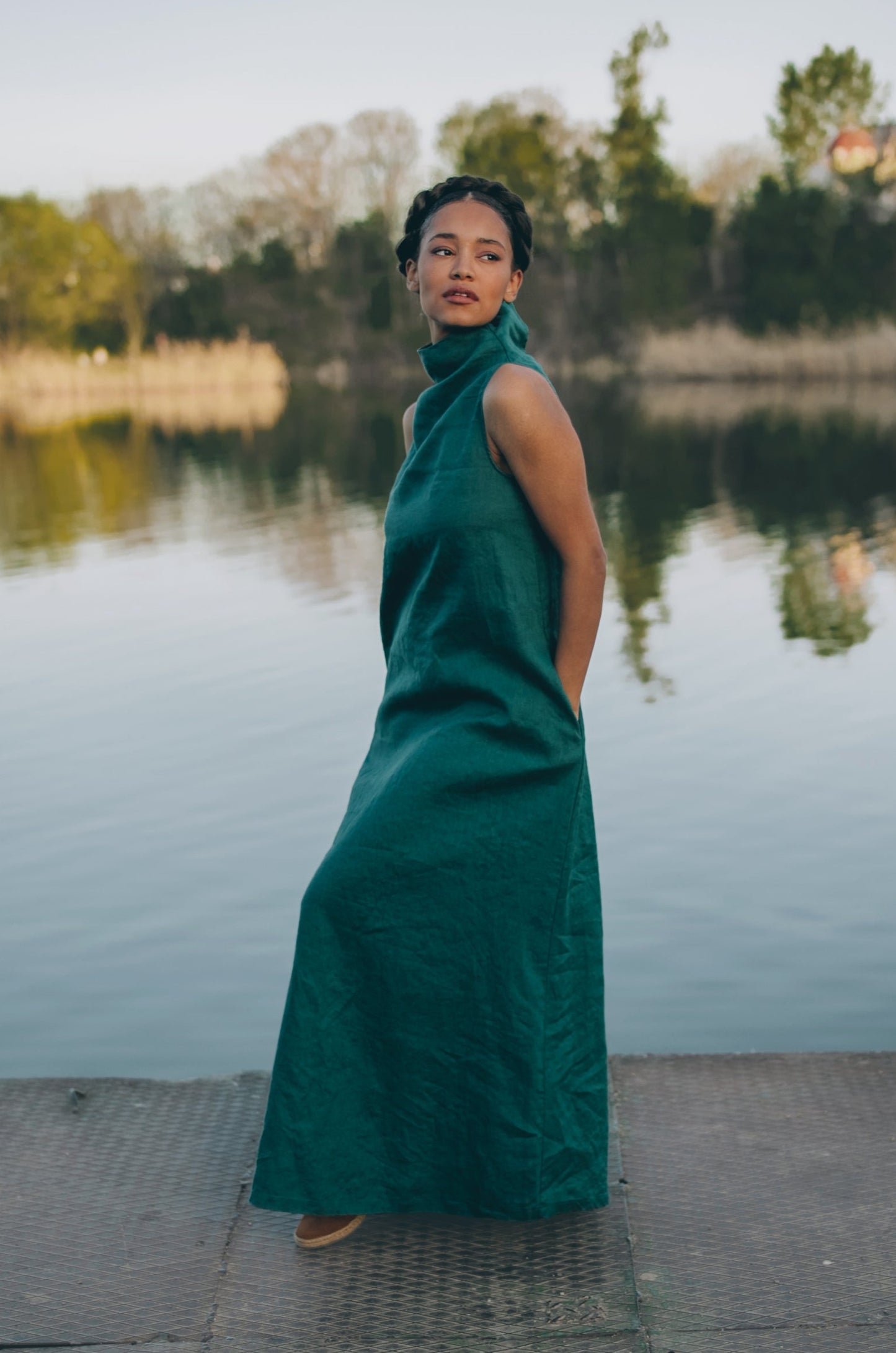 Minimalist Linen Maxi Dress - Elegant Cowl Neck Design | Shop Now VisibleArtShop Minimalist Linen Maxi Dress - Elegant Cowl Neck Design | Shop Now VisibleArtShop