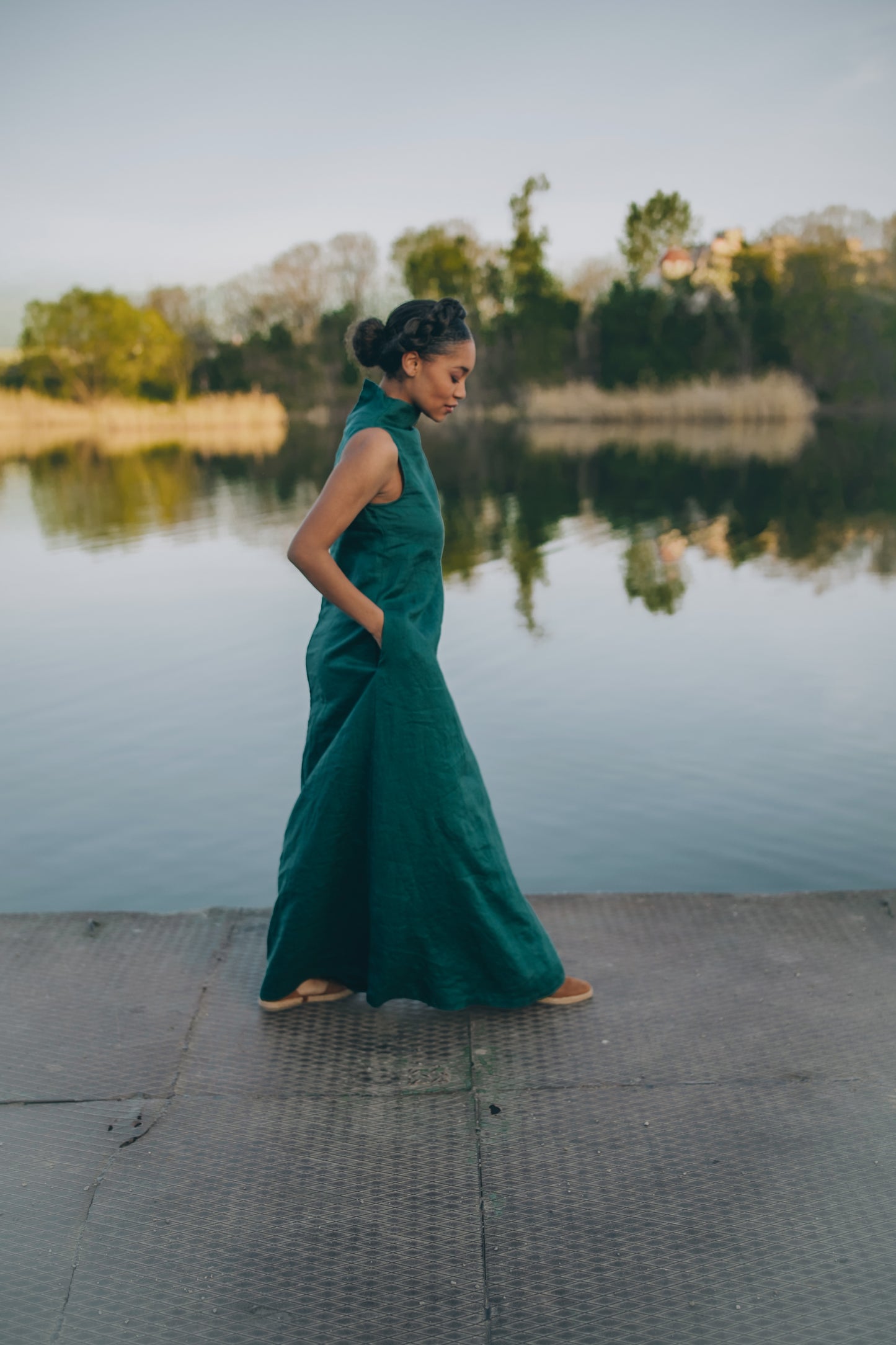 Minimalist Linen Maxi Dress - Elegant Cowl Neck Design | Shop Now VisibleArtShop Minimalist Linen Maxi Dress - Elegant Cowl Neck Design | Shop Now VisibleArtShop