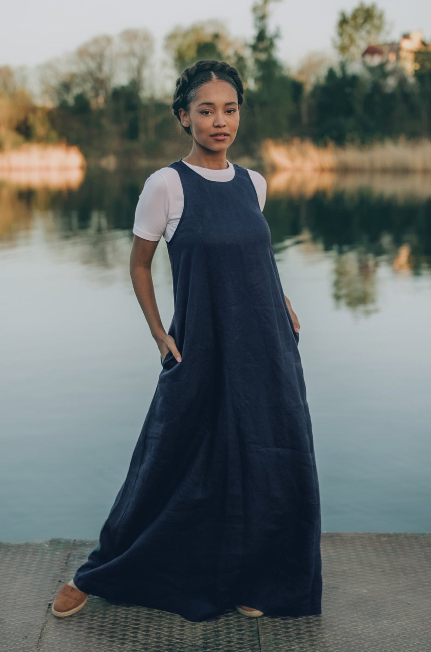 Minimalist Long Linen Dress - Elegant Summer Maxi | YourBrand VisibleArtShop Minimalist Long Linen Dress - Elegant Summer Maxi | YourBrand VisibleArtShop