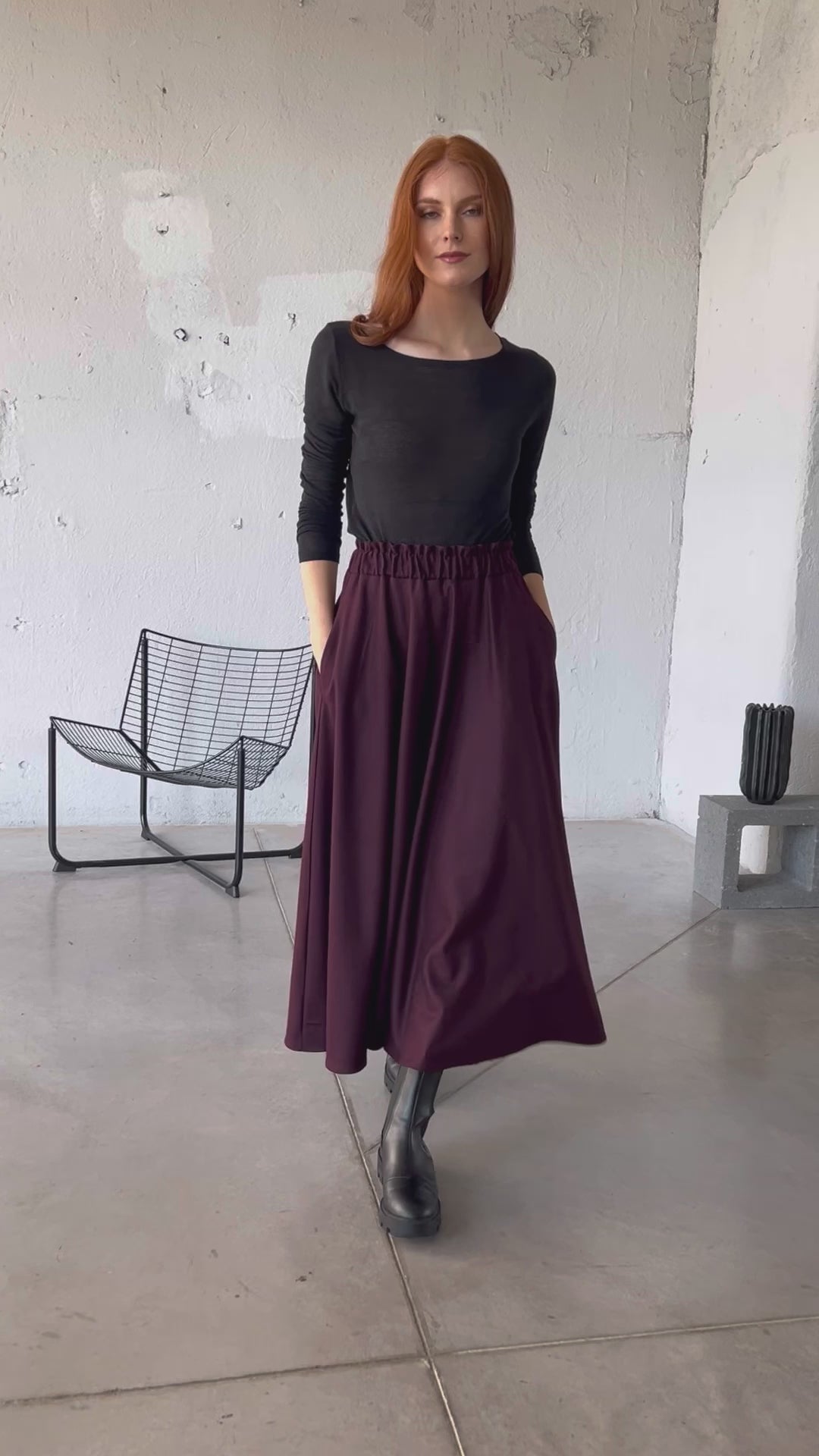 Wool Ankle Length Skirt