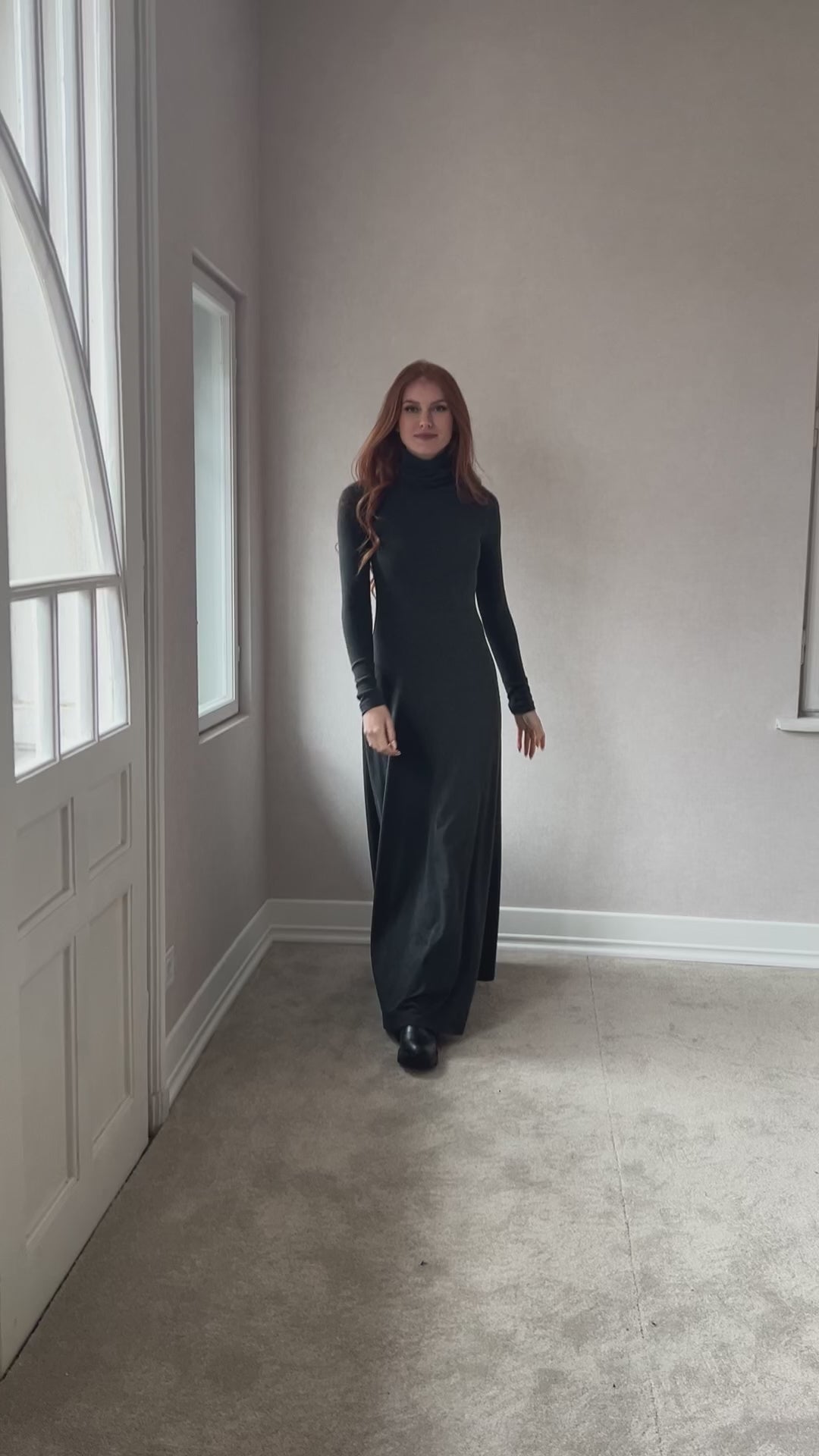 Cotton Maxi Turtleneck Dress