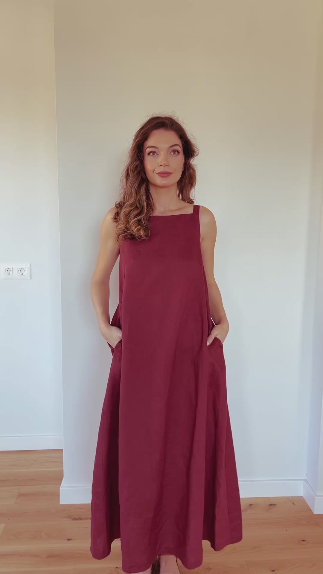 Linen A-Line Midi Dress