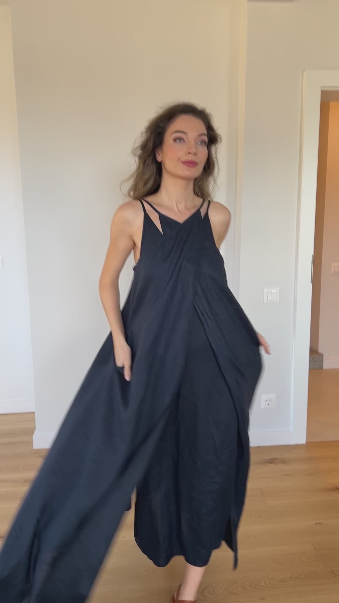 2-in-1 Linen Maxi Dress with Slip