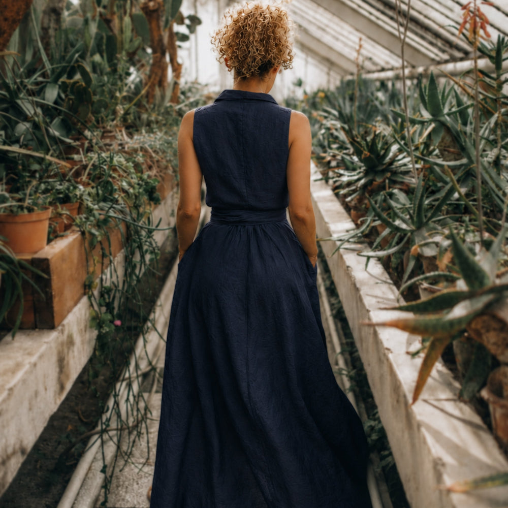 Sleeveless Linen Maxi Dress