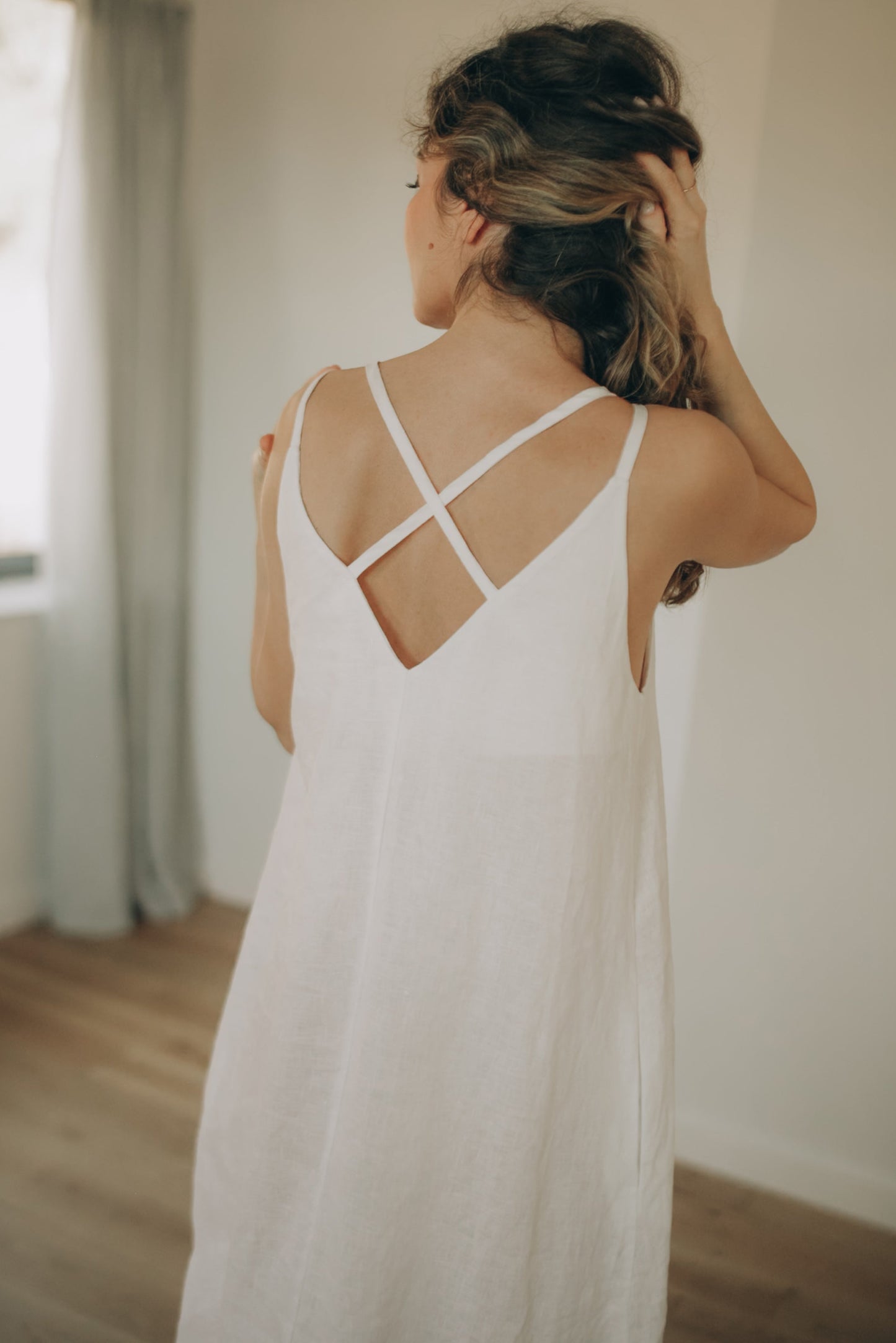 v cut summer dress Summer Linen Maxi Dress