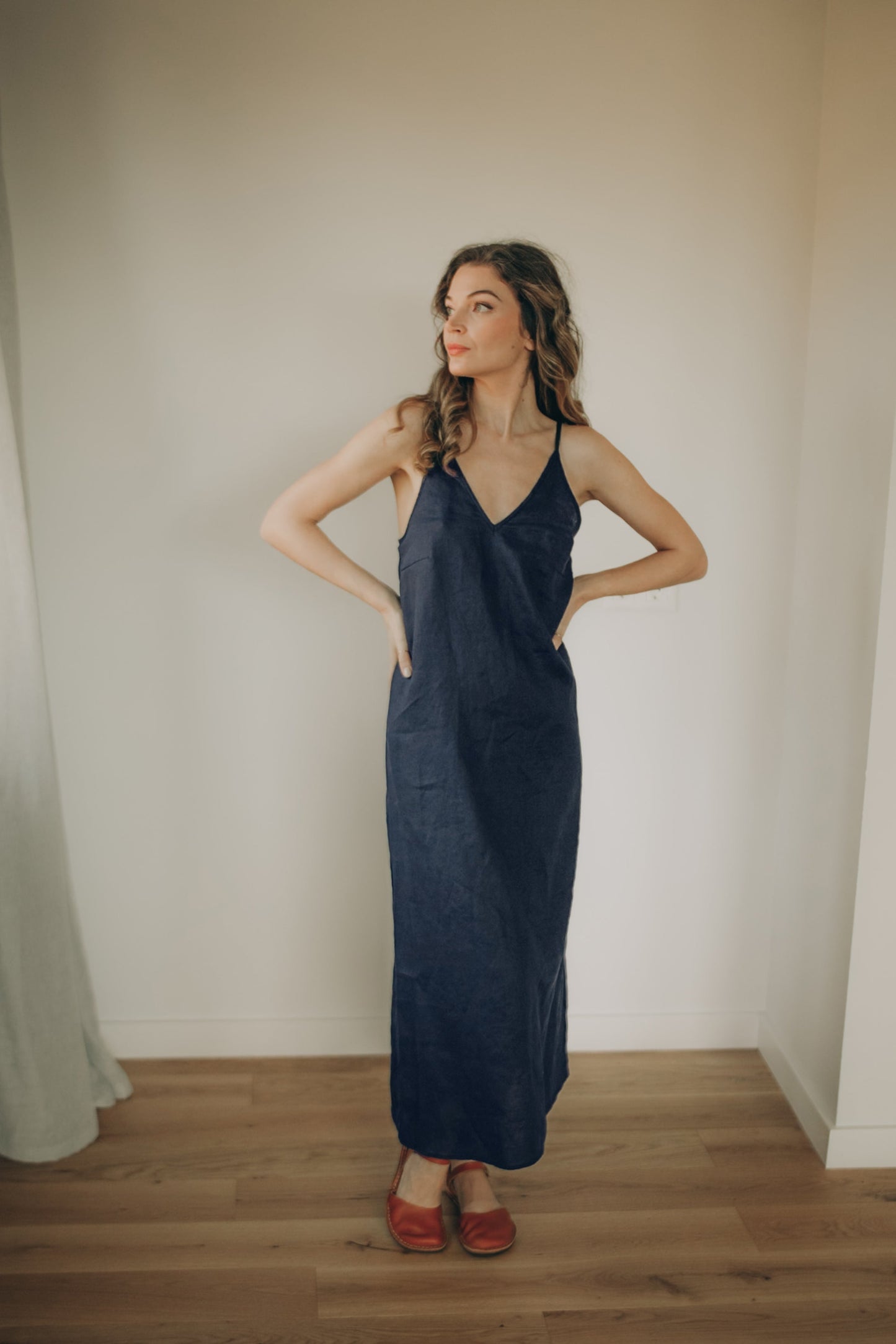 blue linen slip dress lemlem Women's NIA Slip Dress in Light Blue main image 0