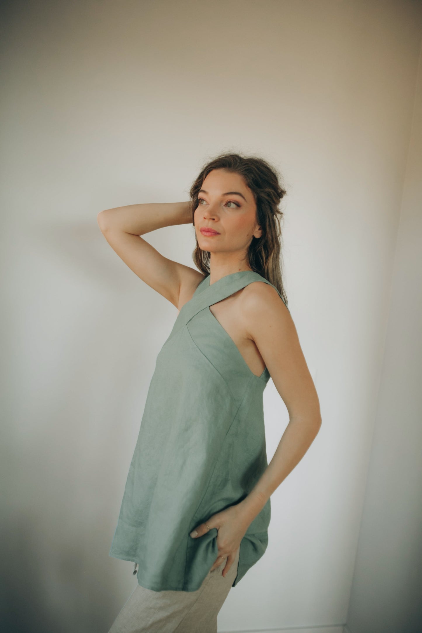 Cross-front Linen Tunic