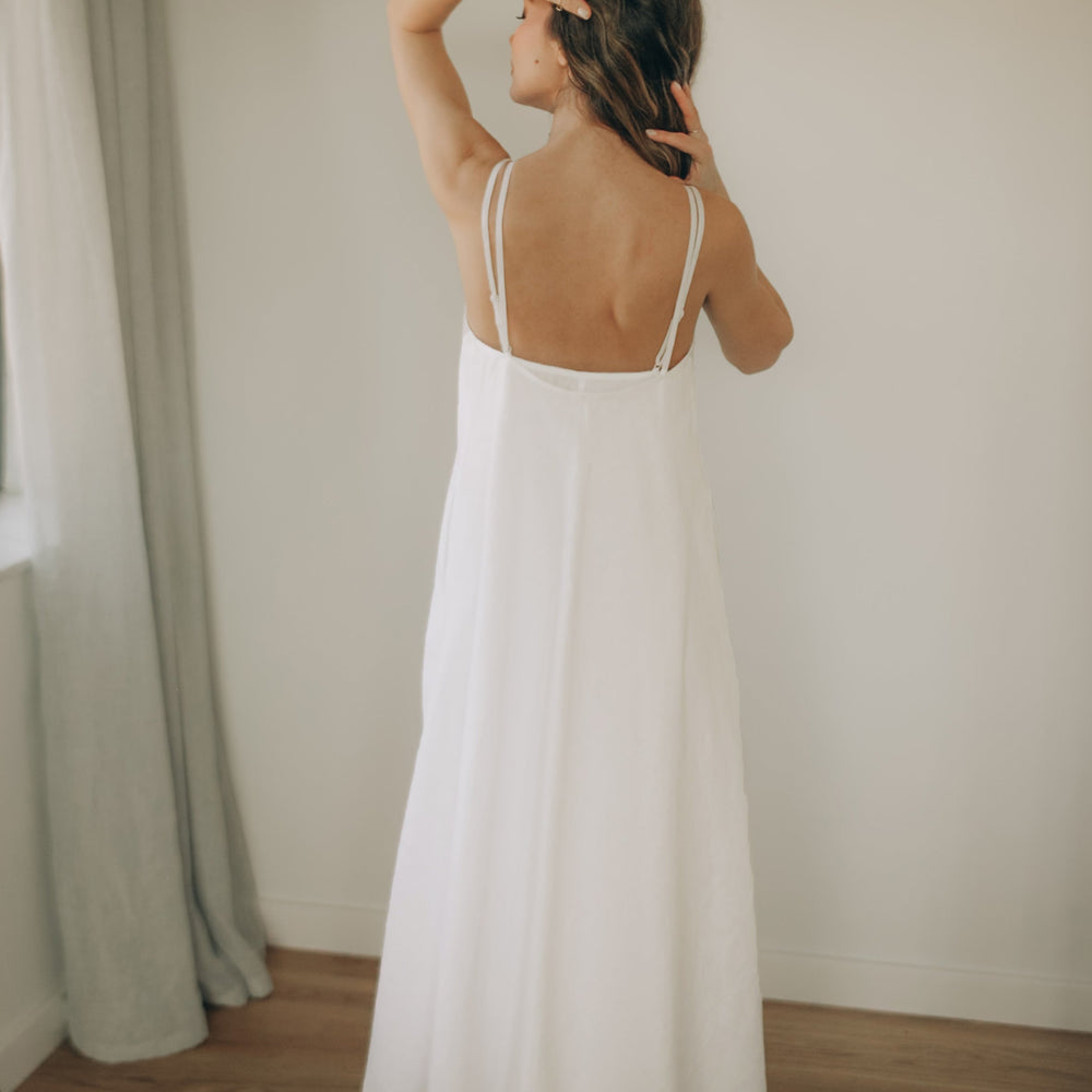 cotton linen slip dress Classic Cotton Slip Dress L / White