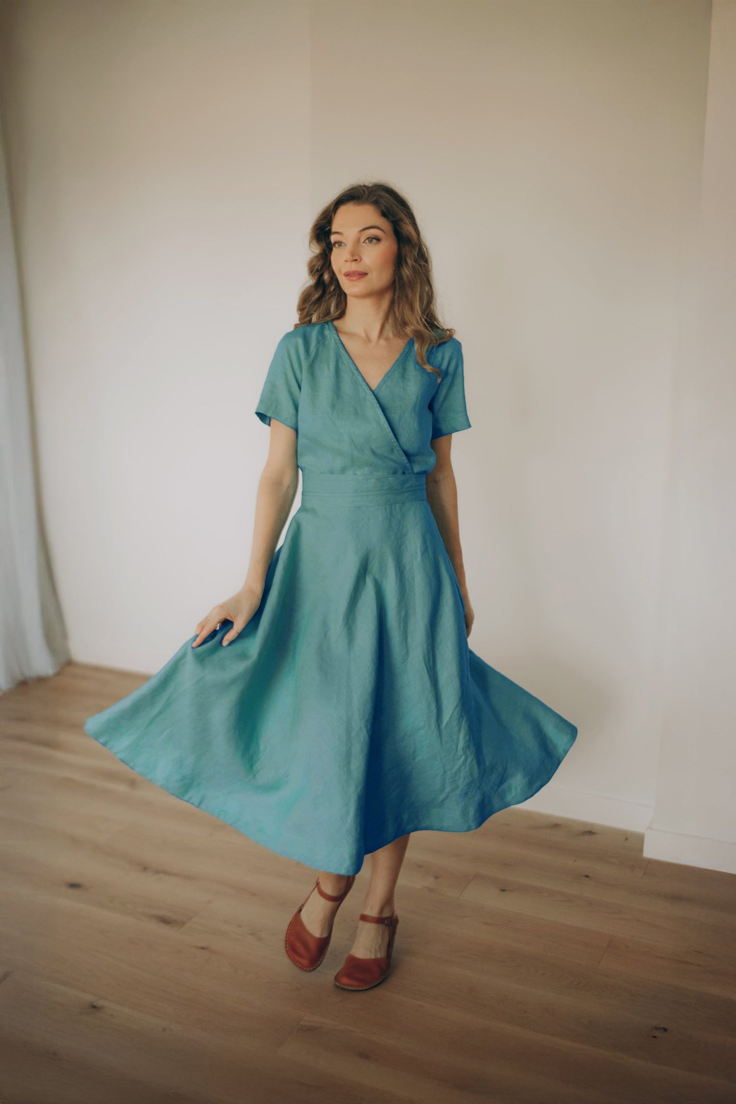 linen shift dress with obi 100% Linen, Origami Dress with Obi Belt XL