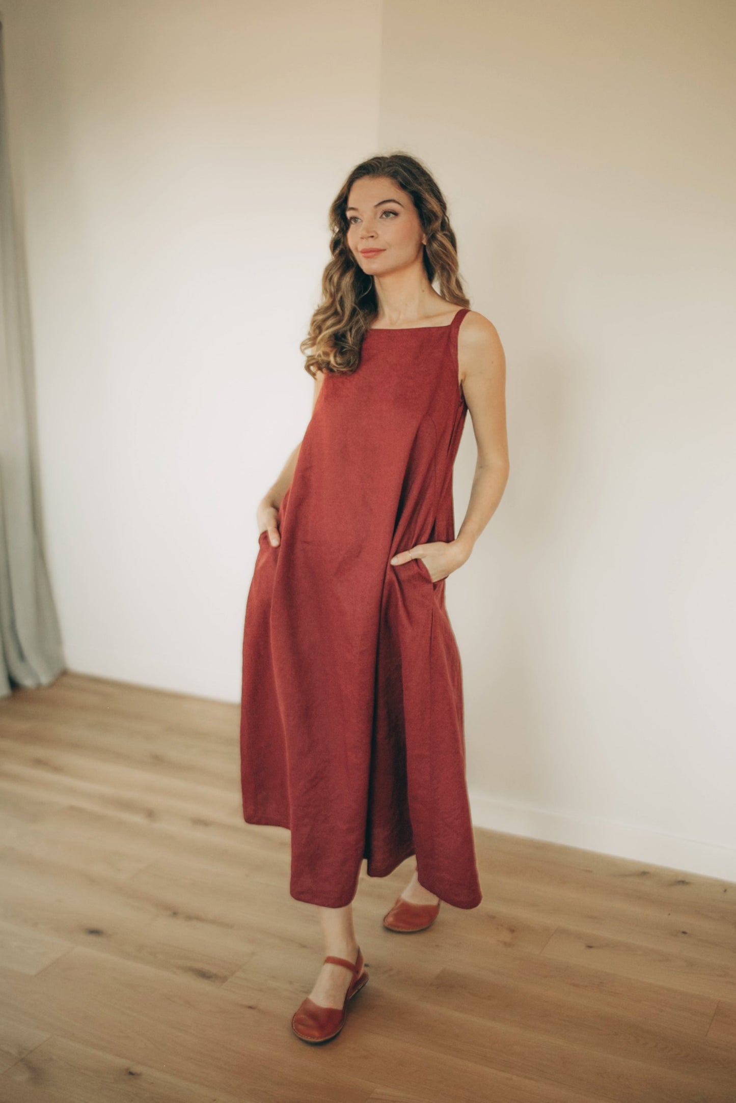 Linen A-Line Midi Dress - Effortless Summer Style & Comfort VisibleArtShop Linen A-Line Midi Dress - Effortless Summer Style & Comfort VisibleArtShop