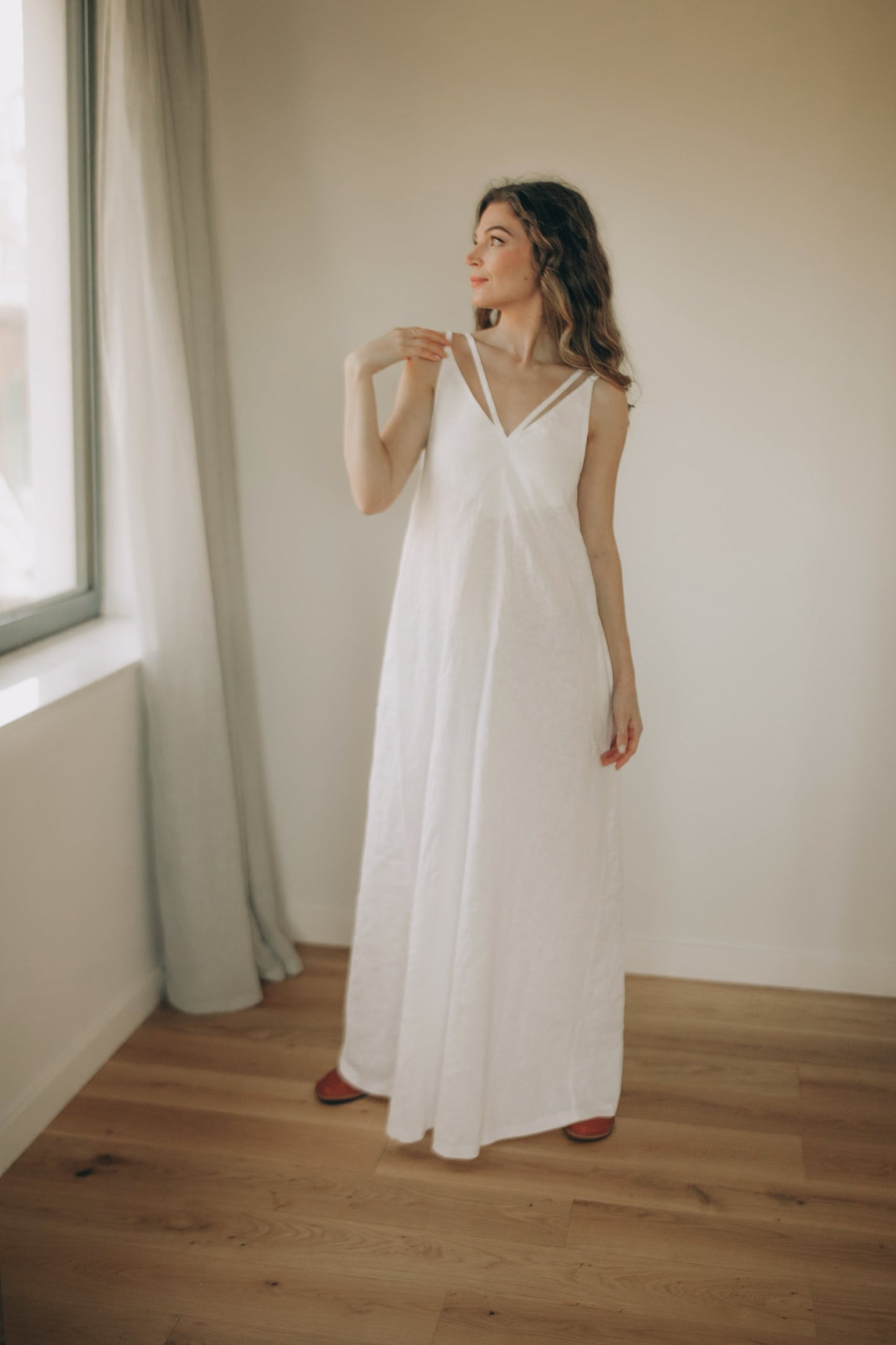 lightweight linen dress Stella Linen Dress Verde