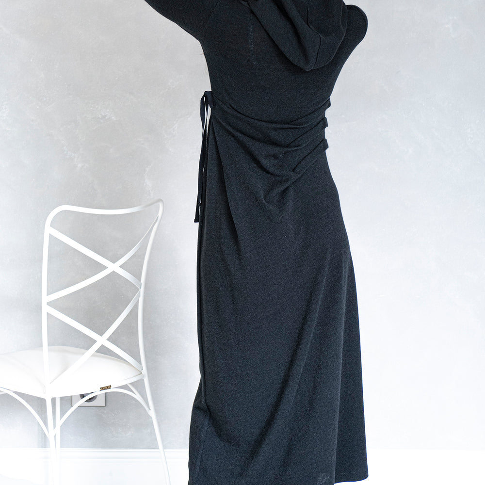 Hooded Knit Dress with Draping, VisibleArtShop