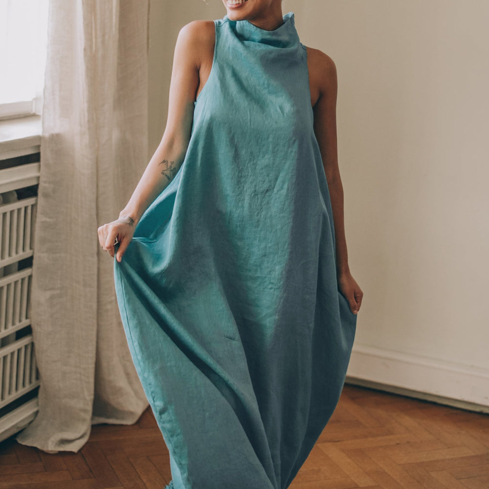 
                      
                        Cowl Neck Linen Dress, VisibleArtShop
                      
                    