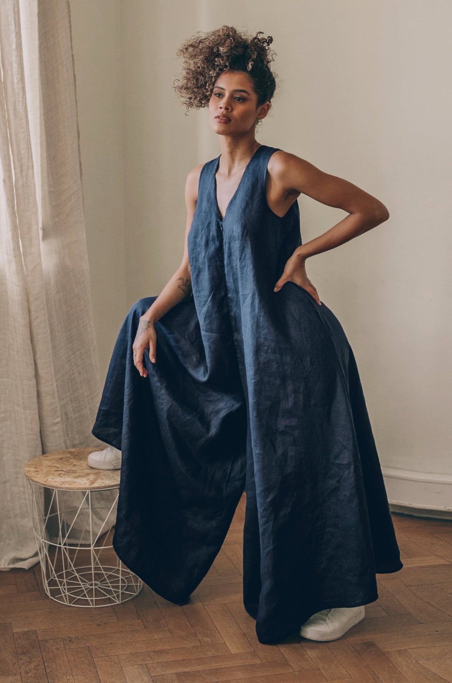 linen jumper dress women Summer Linen Jumpsuit, Linen Maxi Jumpsuit, White Linen Jumpsuit Dress, Wide Leg Jumpsuit, Summer Linen Clothing Linen Resort Wear, S / Light Blue