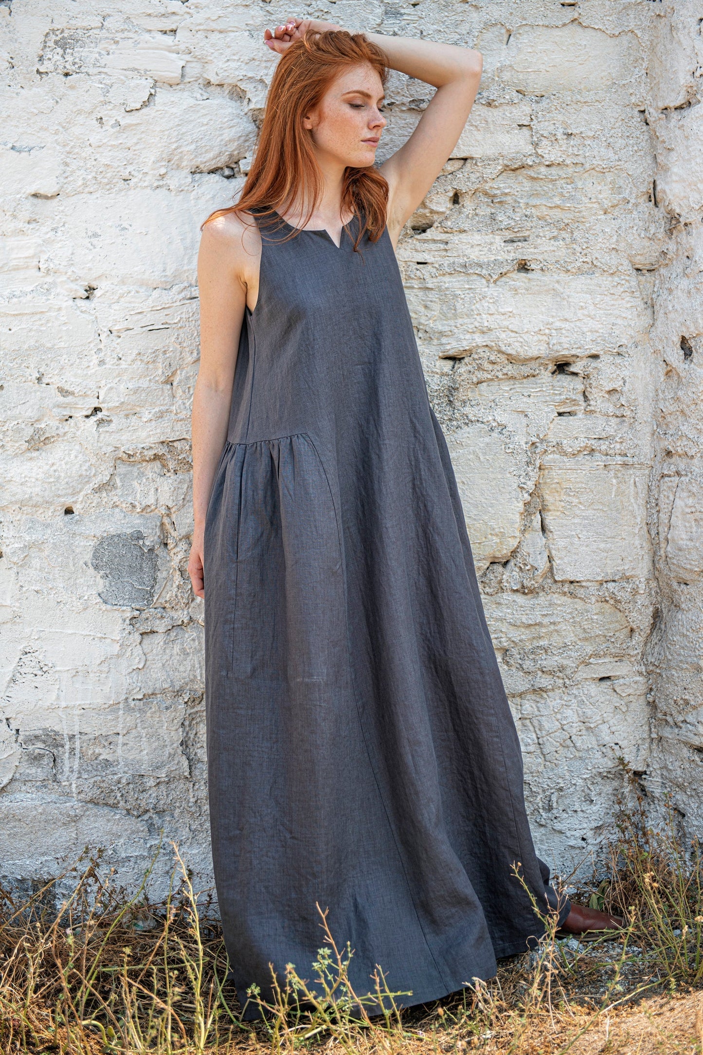 Loose Linen Maxi Dress, Summer Dress, Linen Dress for Women, Linen Dress with Pockets, Plus Size Dress, 100% Linen Clothing, Xs / Deep Green Loose Linen Maxi Dress, Summer Dress, Linen Dress for Women, Linen Dress with Pockets, Plus Size Dress, 100% Linen Clothing, Xs / Deep Green