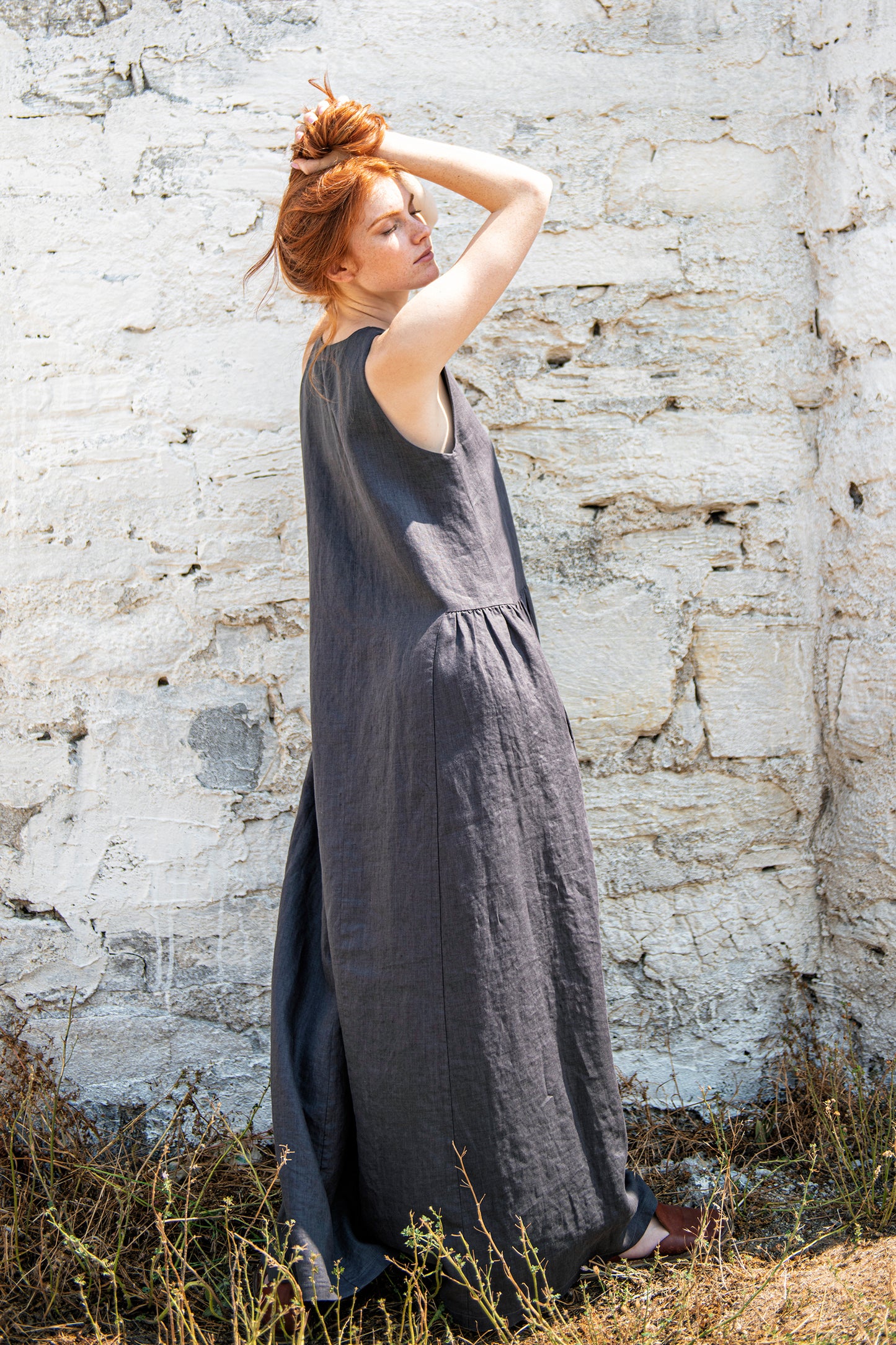 Loose Linen Maxi Dress, Summer Dress, Linen Dress for Women, Linen Dress with Pockets, Plus Size Dress, 100% Linen Clothing, Xs / Deep Green Loose Linen Maxi Dress, Summer Dress, Linen Dress for Women, Linen Dress with Pockets, Plus Size Dress, 100% Linen Clothing, Xs / Deep Green