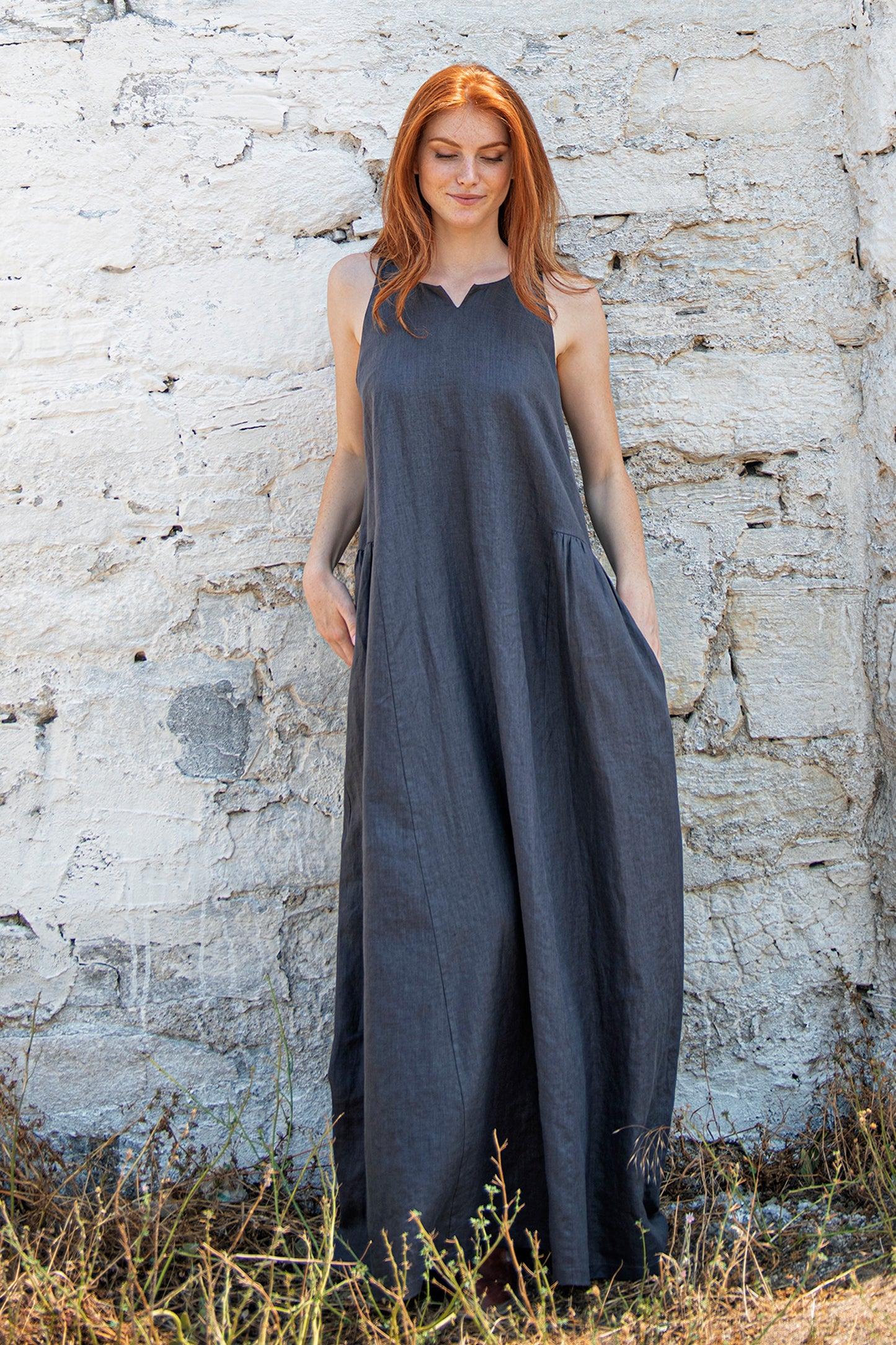 Loose Linen Maxi Dress, Summer Dress, Linen Dress for Women, Linen Dress with Pockets, Plus Size Dress, 100% Linen Clothing, XS / Deep Green Loose Linen Maxi Dress, Summer Dress, Linen Dress for Women, Linen Dress with Pockets, Plus Size Dress, 100% Linen Clothing, XS / Deep Green