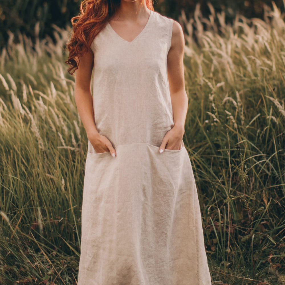 
                      
                        Linen Maxi Dress with Pockets - VisibleArtShop
                      
                    