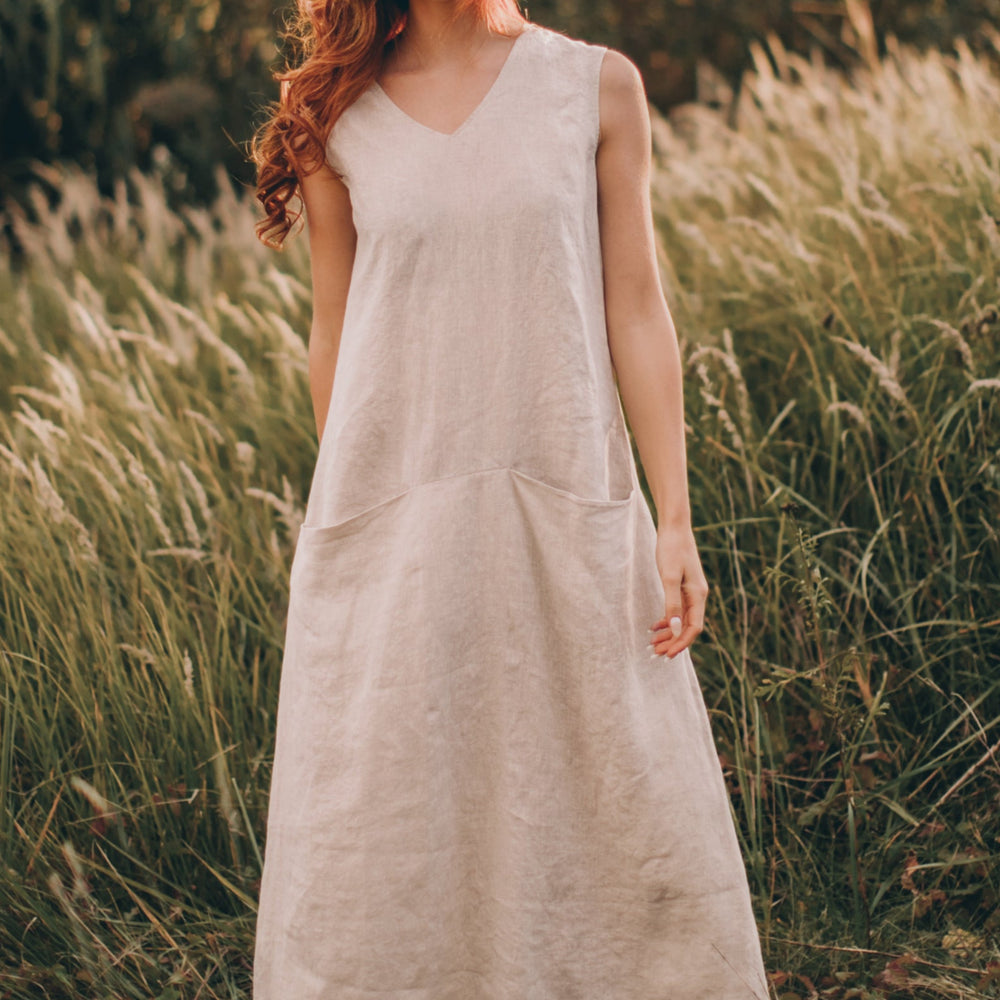 
                      
                        Linen Maxi Dress with Pockets - VisibleArtShop
                      
                    