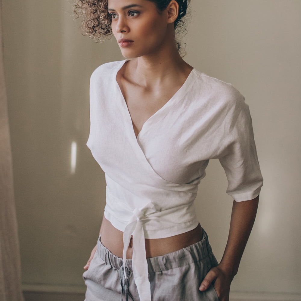 
                      
                        Minimalist Linen Wrap Top, VisibleArtShop
                      
                    