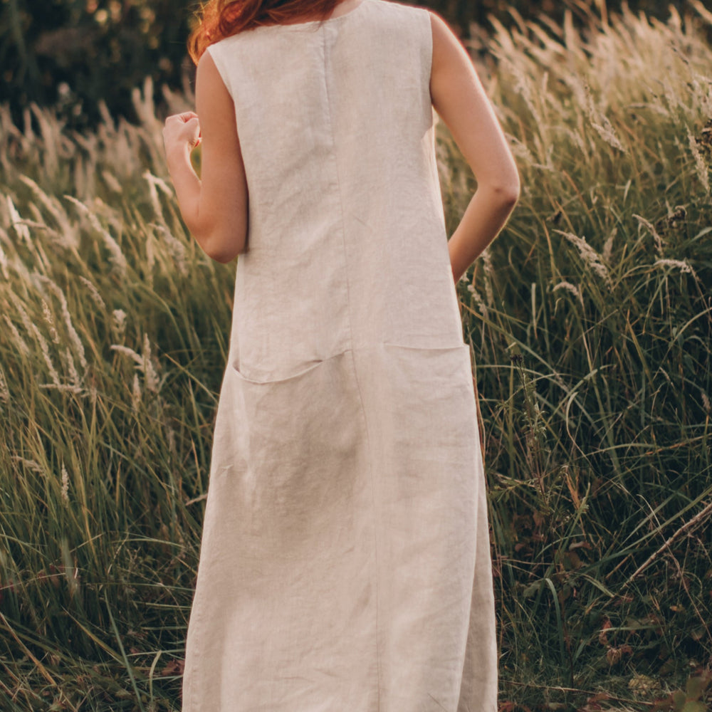 Linen Maxi Dress with Pockets - Comfortable & Stylish Summer Wear VisibleArtShop Linen Maxi Dress with Pockets - Comfortable & Stylish Summer Wear VisibleArtShop