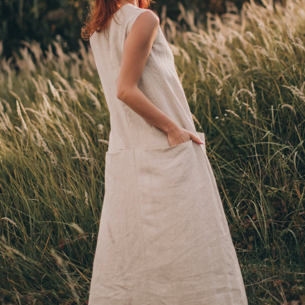 
                      
                        Linen Maxi Dress with Pockets - VisibleArtShop
                      
                    