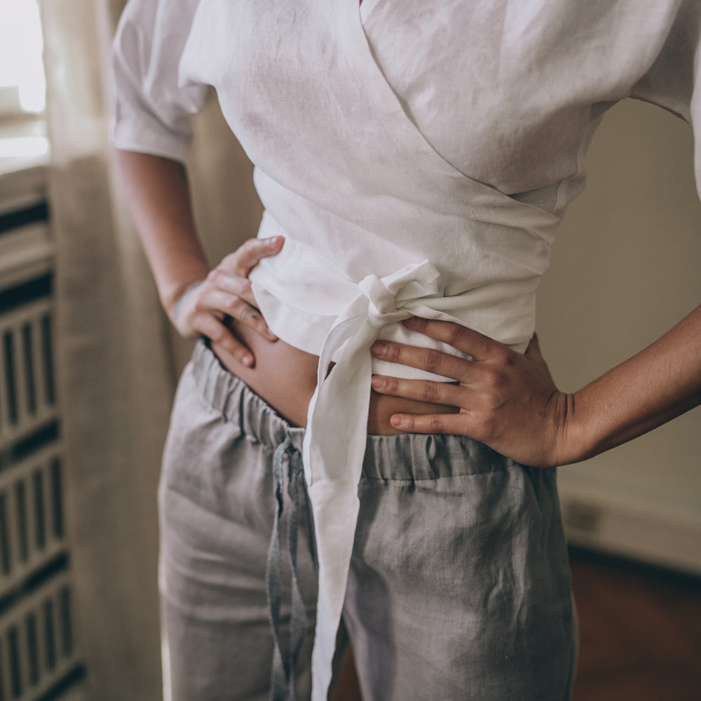 
                      
                        Minimalist Linen Wrap Top, VisibleArtShop
                      
                    