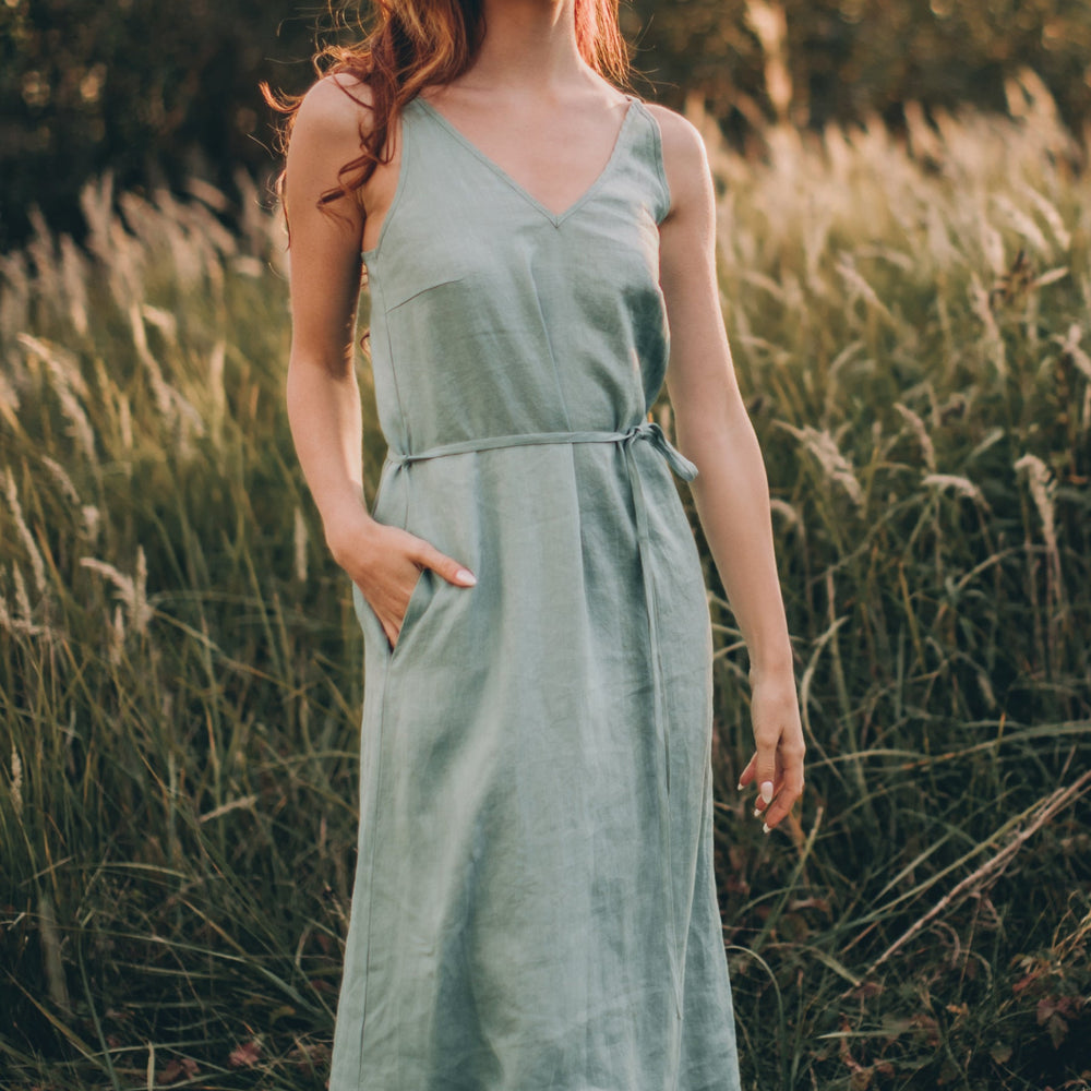 
                      
                        Linen Slip Dress with Strap Belt, VisibleArtShop
                      
                    