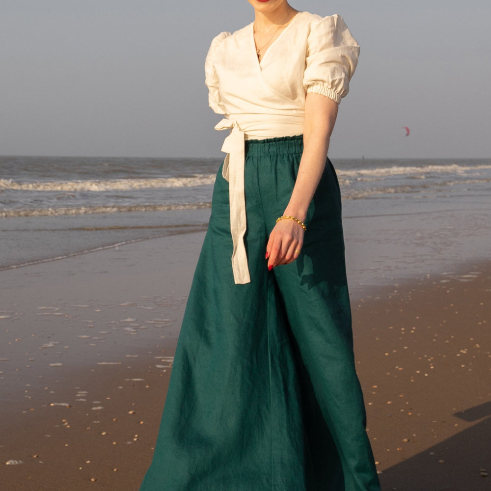 Linen Wide Leg Pants, VisibleArtShop