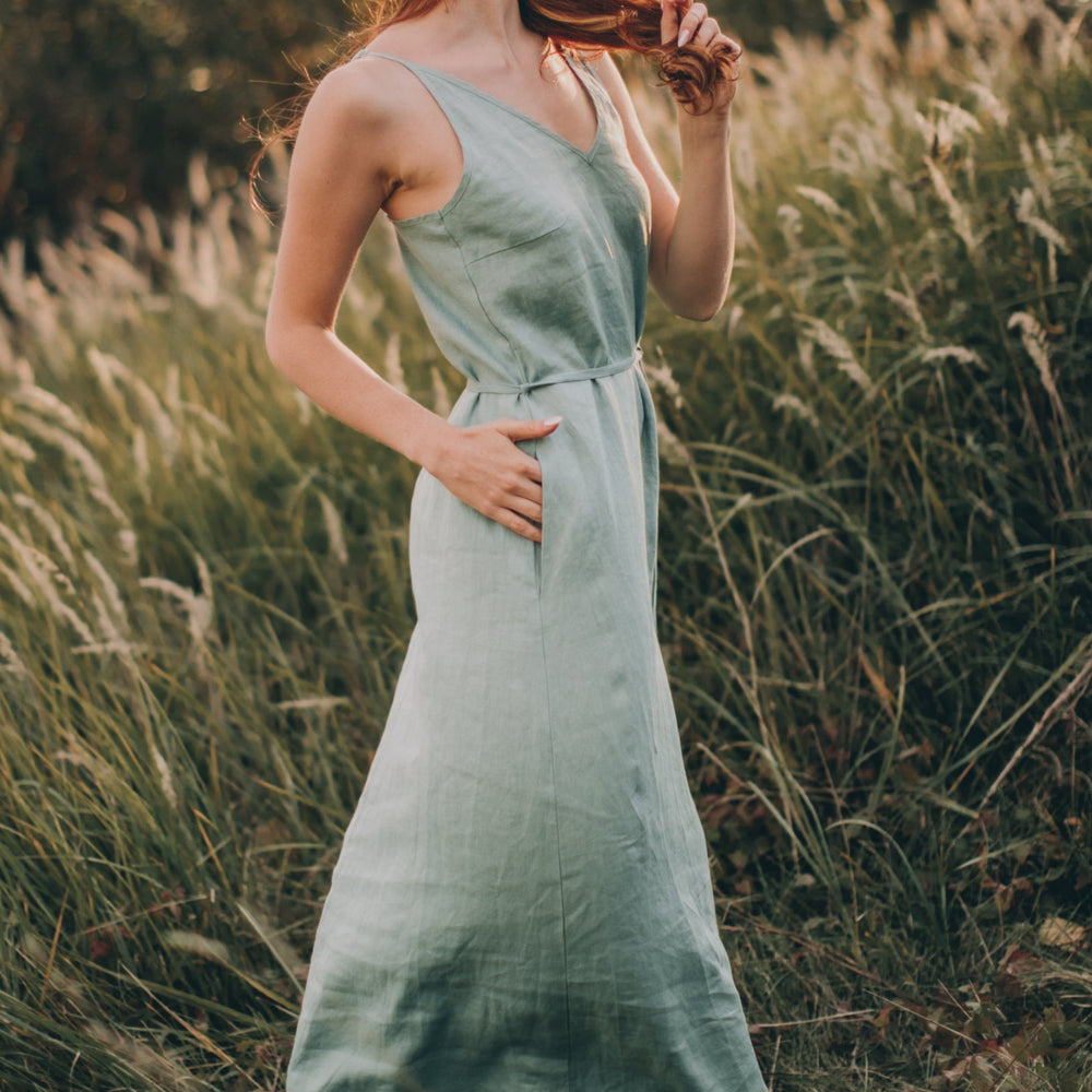 
                      
                        Linen Slip Dress with Strap Belt, VisibleArtShop
                      
                    