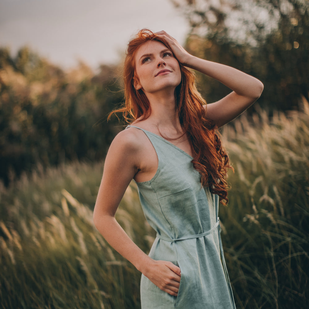 
                      
                        Linen Slip Dress with Strap Belt, VisibleArtShop
                      
                    