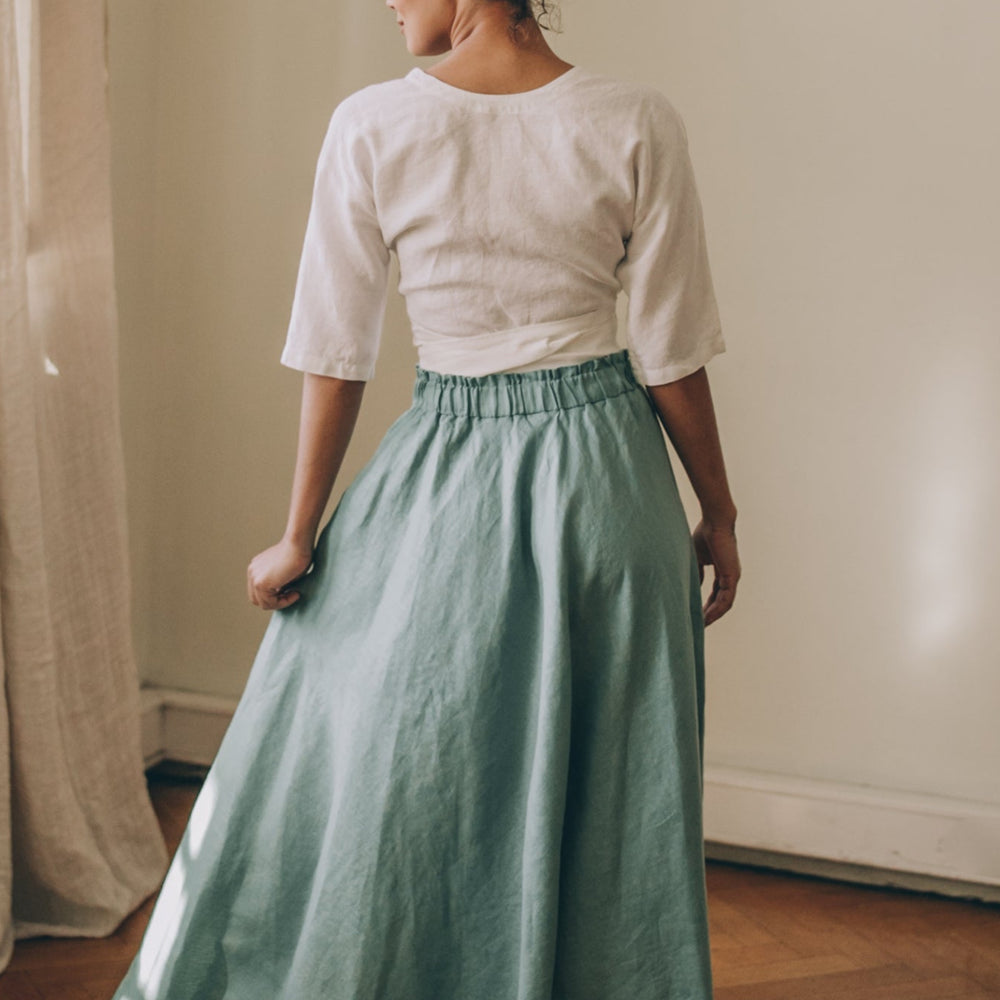 Rich Linen Midi Skirt - VisibleArtShop