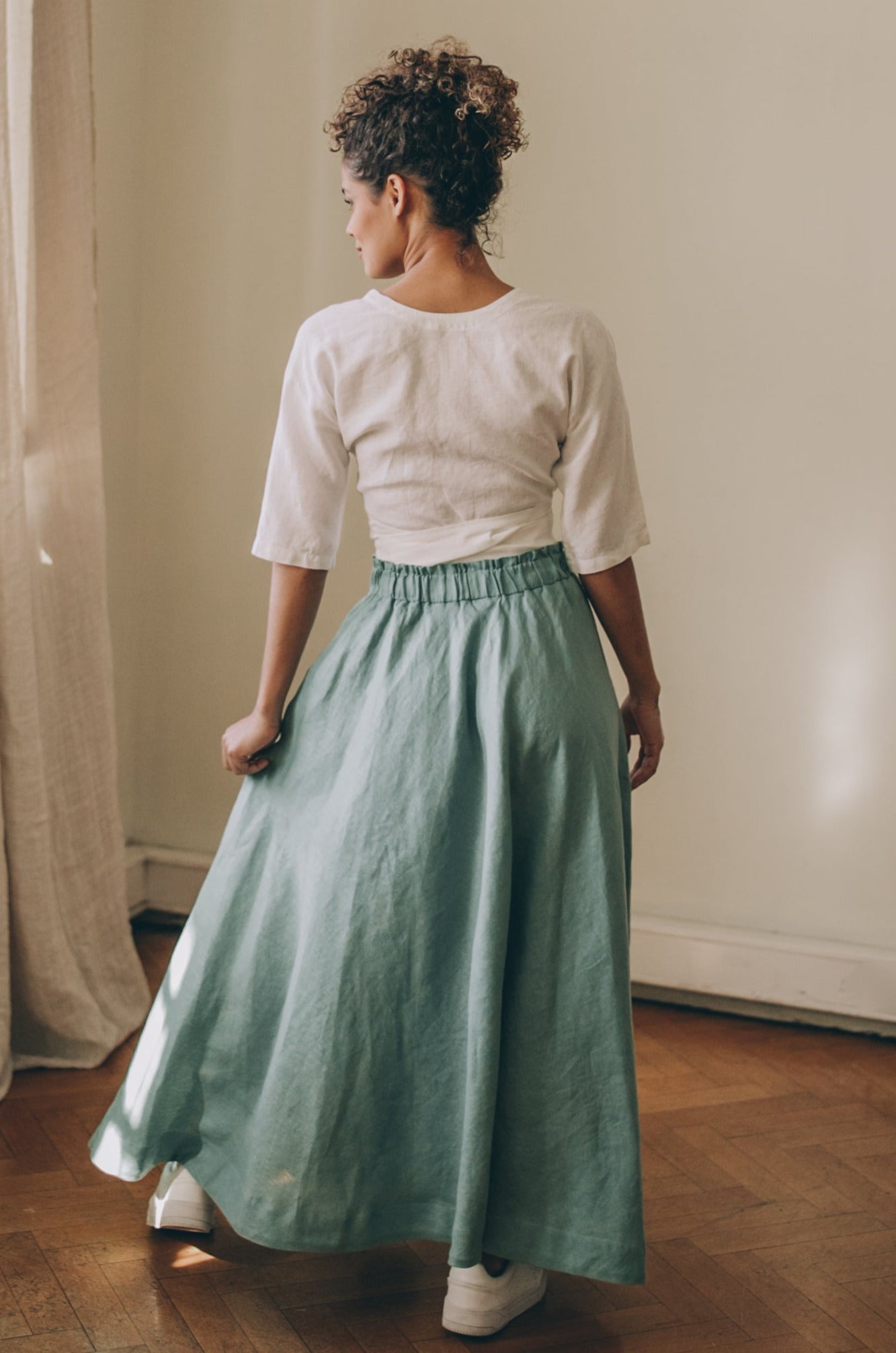 Rich Linen Midi Skirt - VisibleArtShop