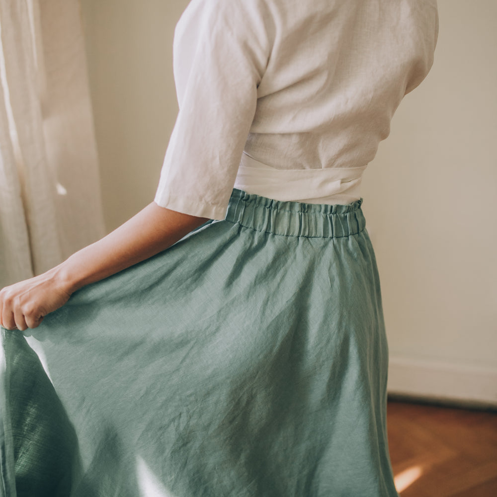 
                      
                        Rich Linen Midi Skirt, VisibleArtShop
                      
                    