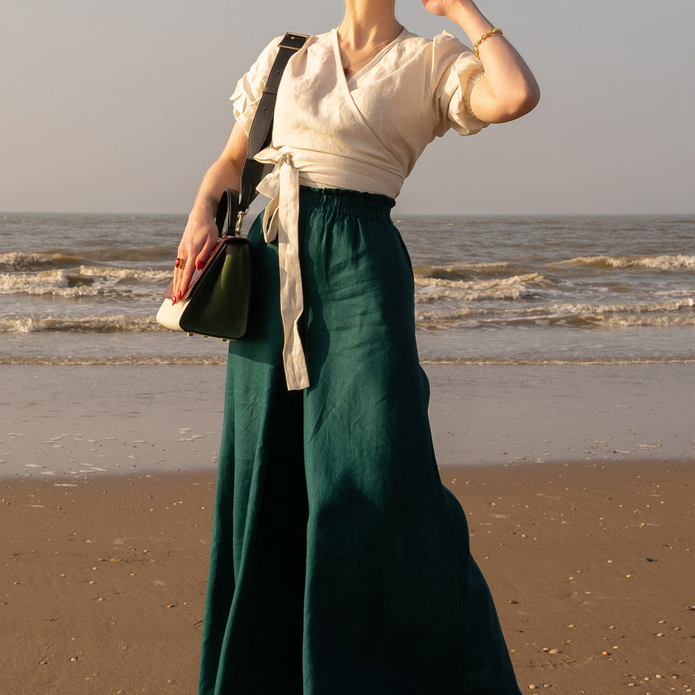 Linen Wide Leg Pants, VisibleArtShop