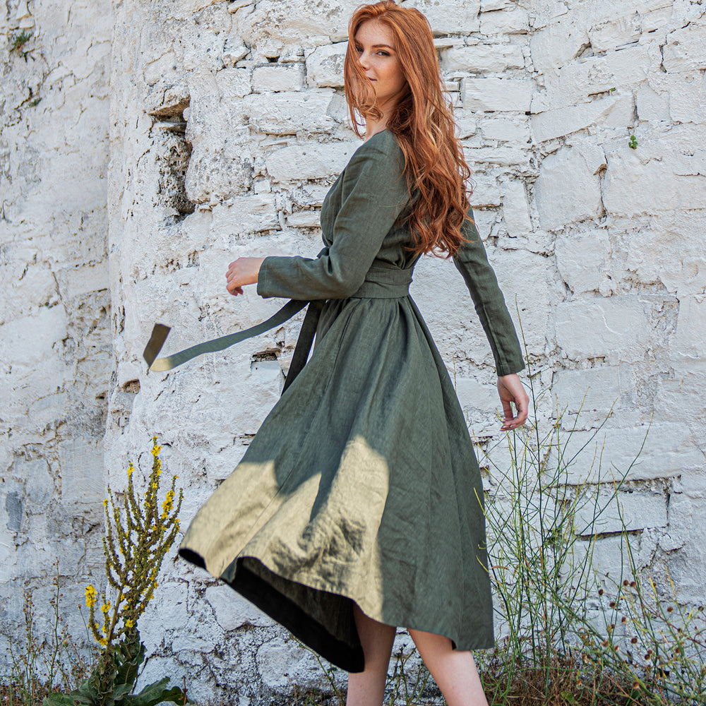 
                      
                        Linen Midi Dress with Tie Belt, VisibleArtShop
                      
                    