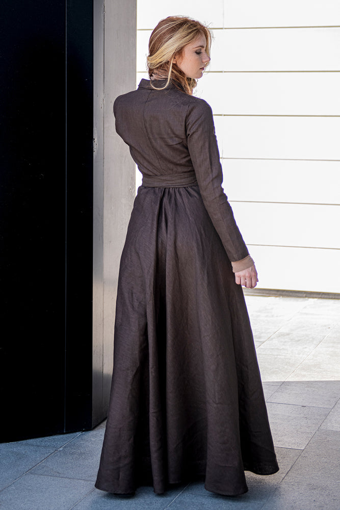 Linen A-Line Maxi Dress - VisibleArtShop