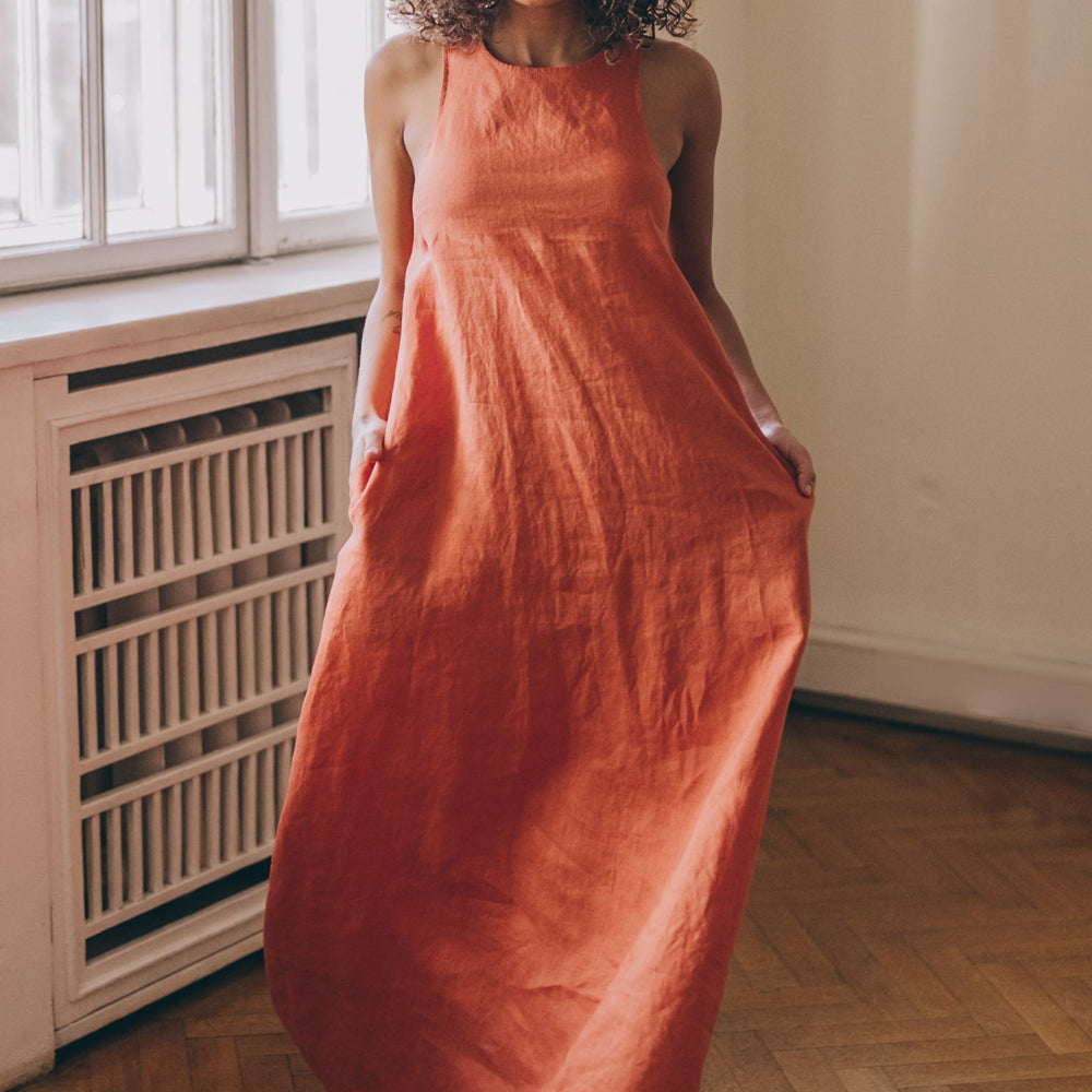 
                      
                        Minimalist Linen Dress with Pleat Detail, VisibleArtShop
                      
                    
