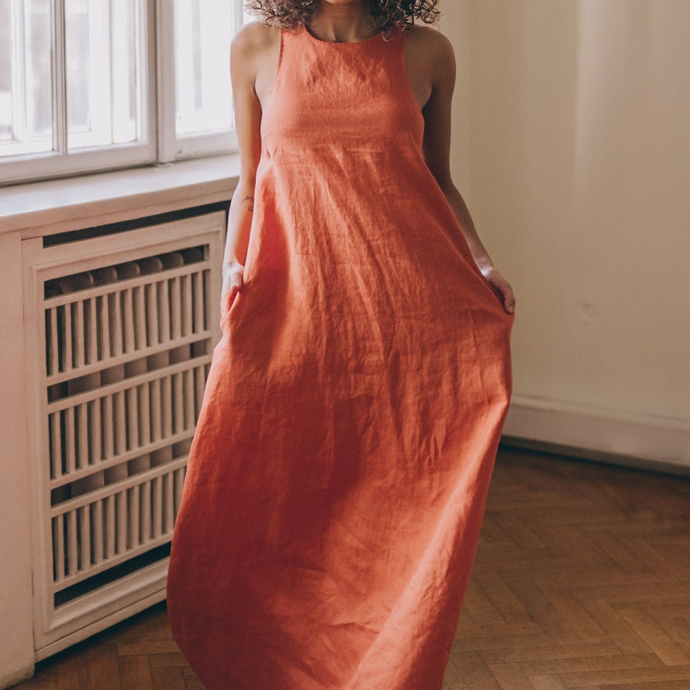 
                      
                        Minimalist Linen Dress with Pleat Detail, VisibleArtShop
                      
                    