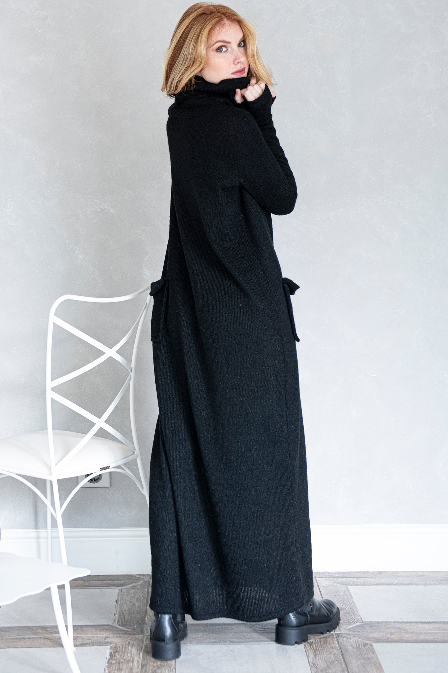 Maxi Sweater Dress with Pockets, Burgundy Turtleneck Sweater Dress, Winter Dress for Women, Warm Knit Dress, Long Sweater, L / Black Maxi Sweater Dress with Pockets, Burgundy Turtleneck Sweater Dress, Winter Dress for Women, Warm Knit Dress, Long Sweater, L / Black