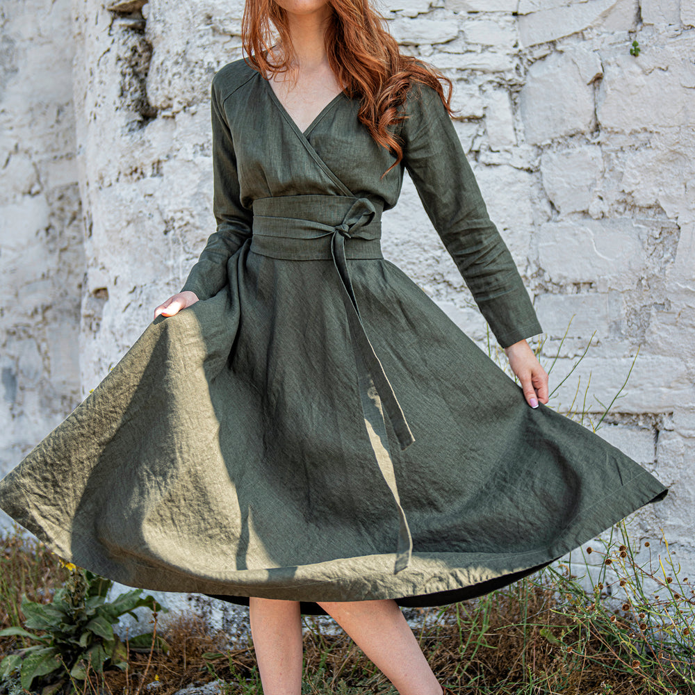 
                      
                        Linen Midi Dress with Tie Belt, VisibleArtShop
                      
                    