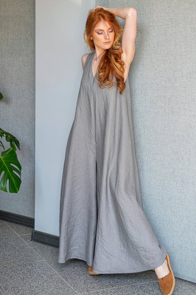 Summer Linen Jumpsuit Dress - VisibleArtShop
