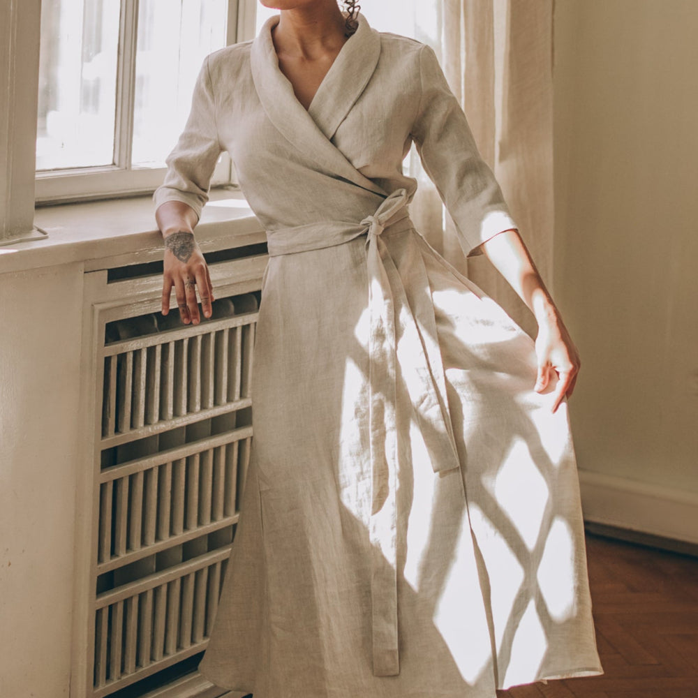 
                      
                        Linen Wrap Dress - VisibleArt
                      
                    