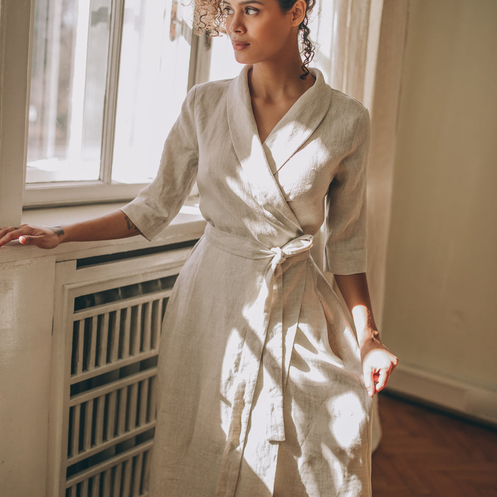 
                      
                        Linen Wrap Dress - VisibleArt
                      
                    