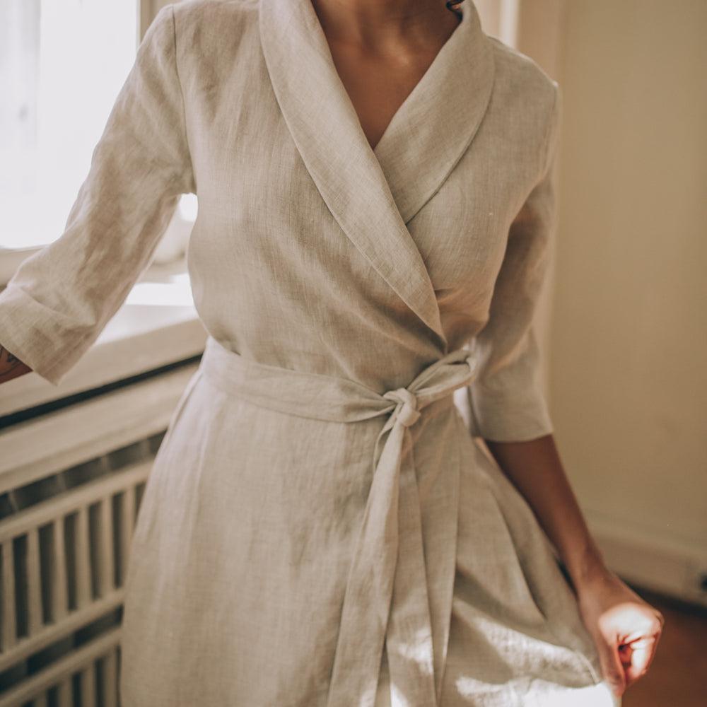 
                      
                        Linen Wrap Dress - VisibleArt
                      
                    